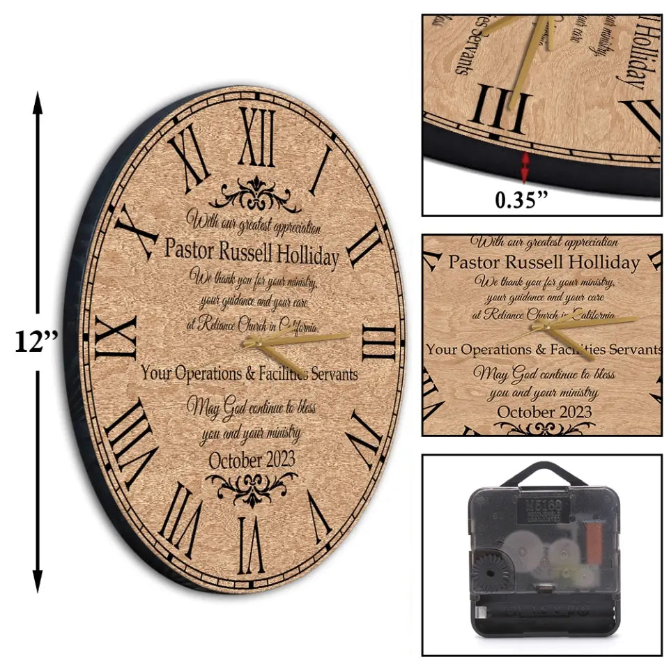 May God Continue To Bless You and Your Ministry, Personalized Wall Clock, Gift For Pastor | 309IHPLNWC628