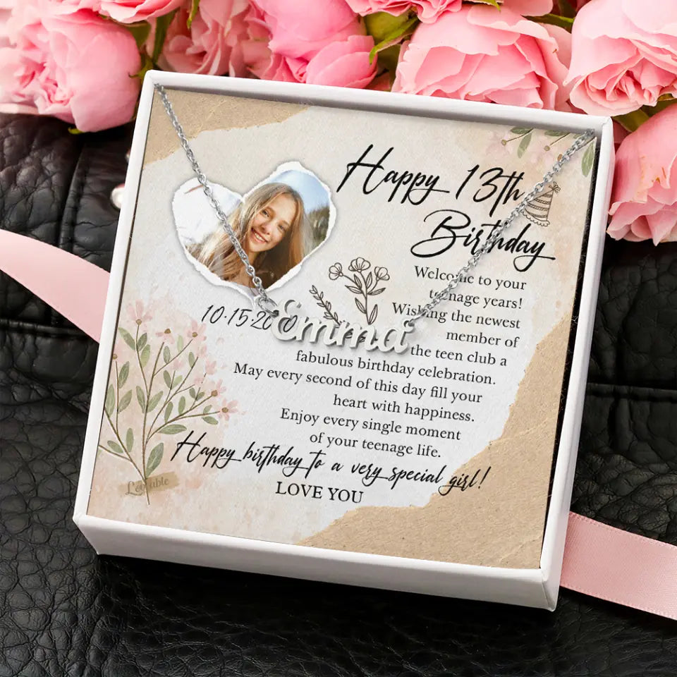 Happy 13th Birthday Custom Name Necklace