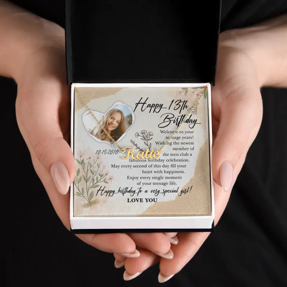 Happy 13th Birthday Custom Name Necklace