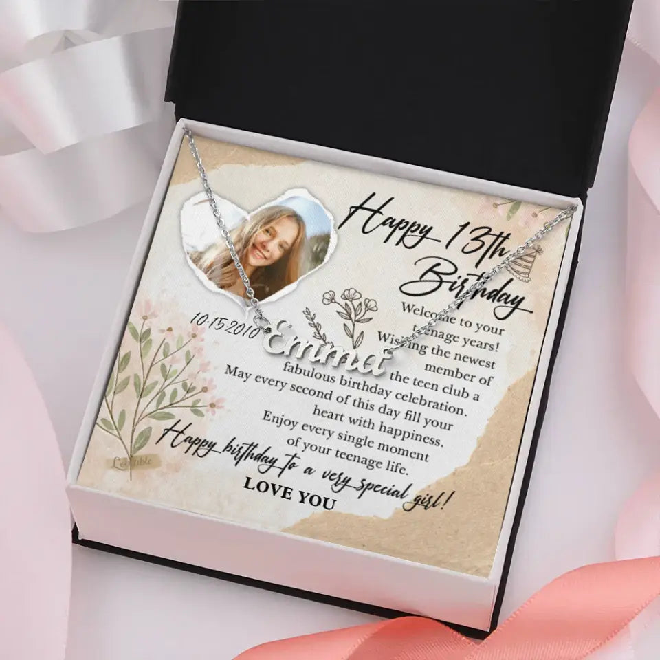 Happy 13th Birthday Custom Name Necklace