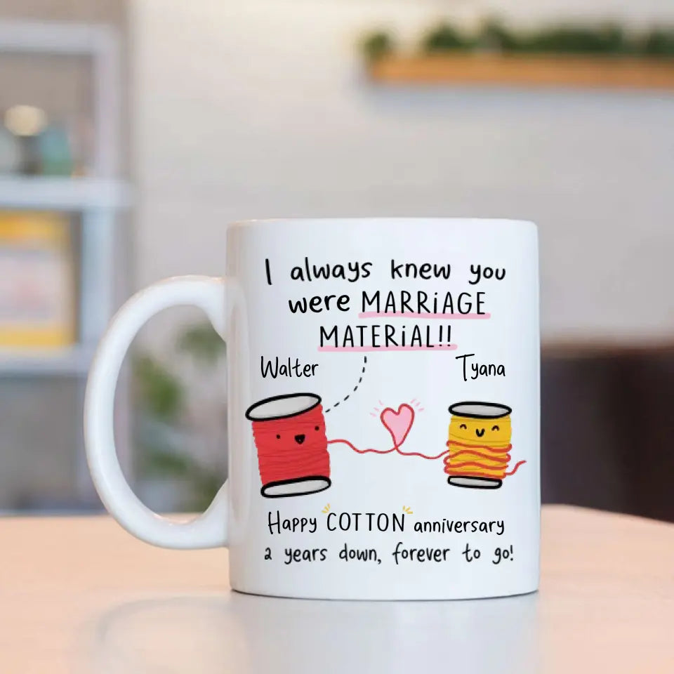 2 Years Down Forever To Go Custom Mug Anniversary Gift Couple