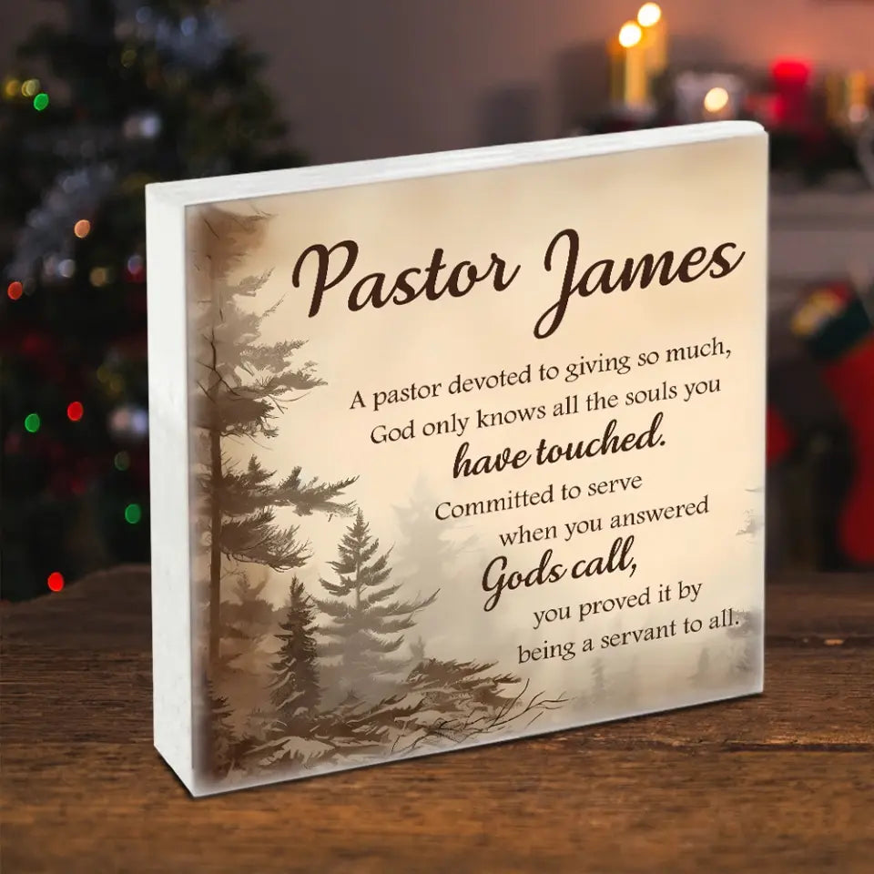 Pastor Appreciation Gifts - Pastor Retirement Gift - Personalized Acrylic Plaque - Custom Desk Sign