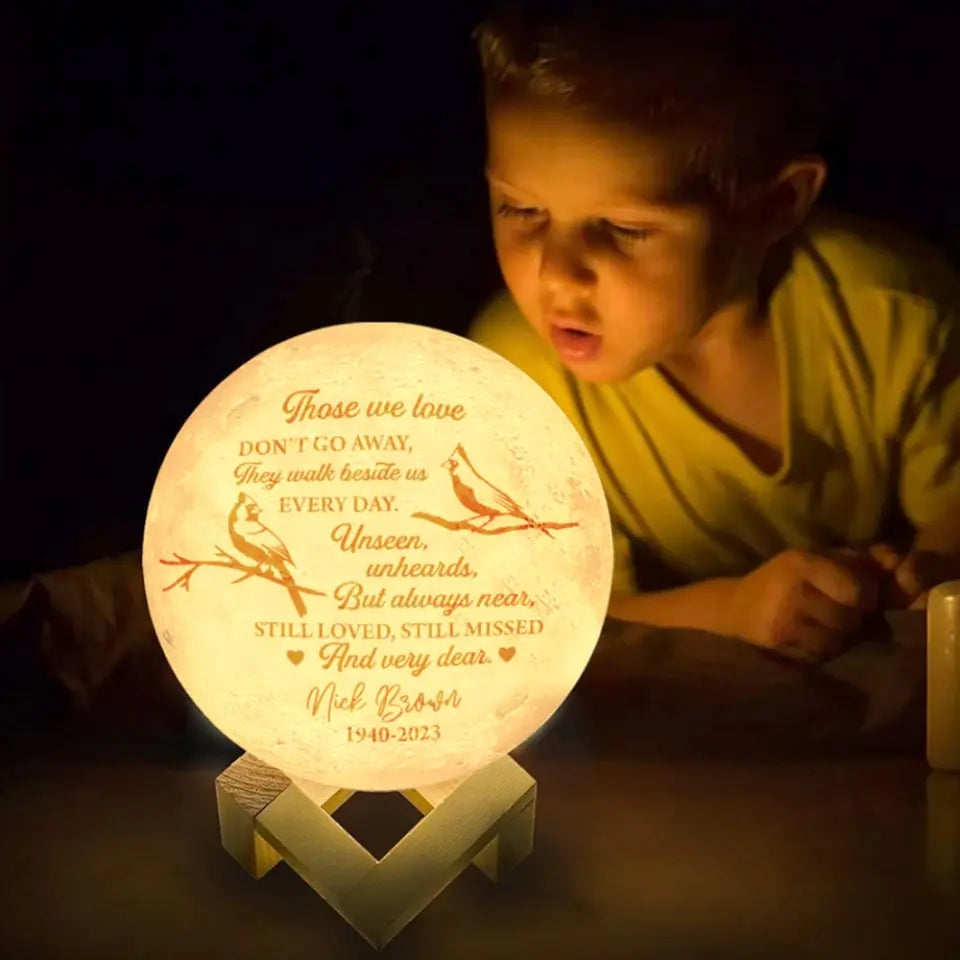 Those We Love Don't Go Away Personalized 3D Moon Lamp