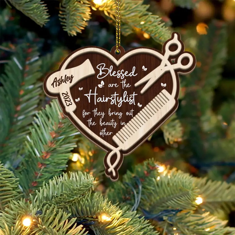 Blessed Are The Hairstylist Personalized Ornament Gift For Hairdresser