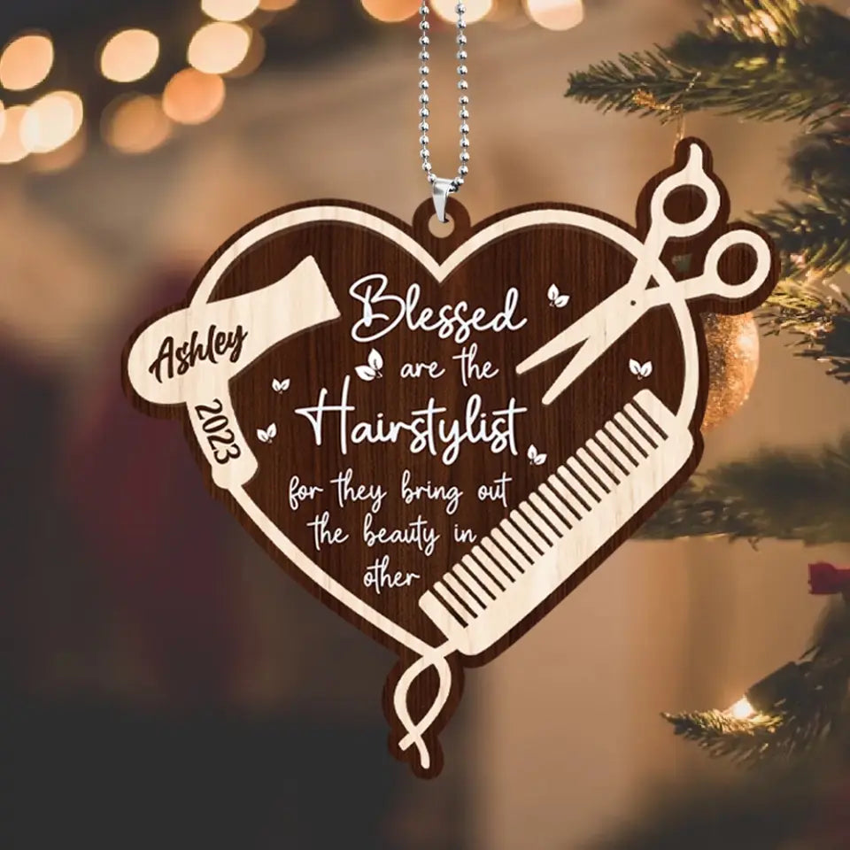 Blessed Are The Hairstylist Personalized Ornament Gift For Hairdresser