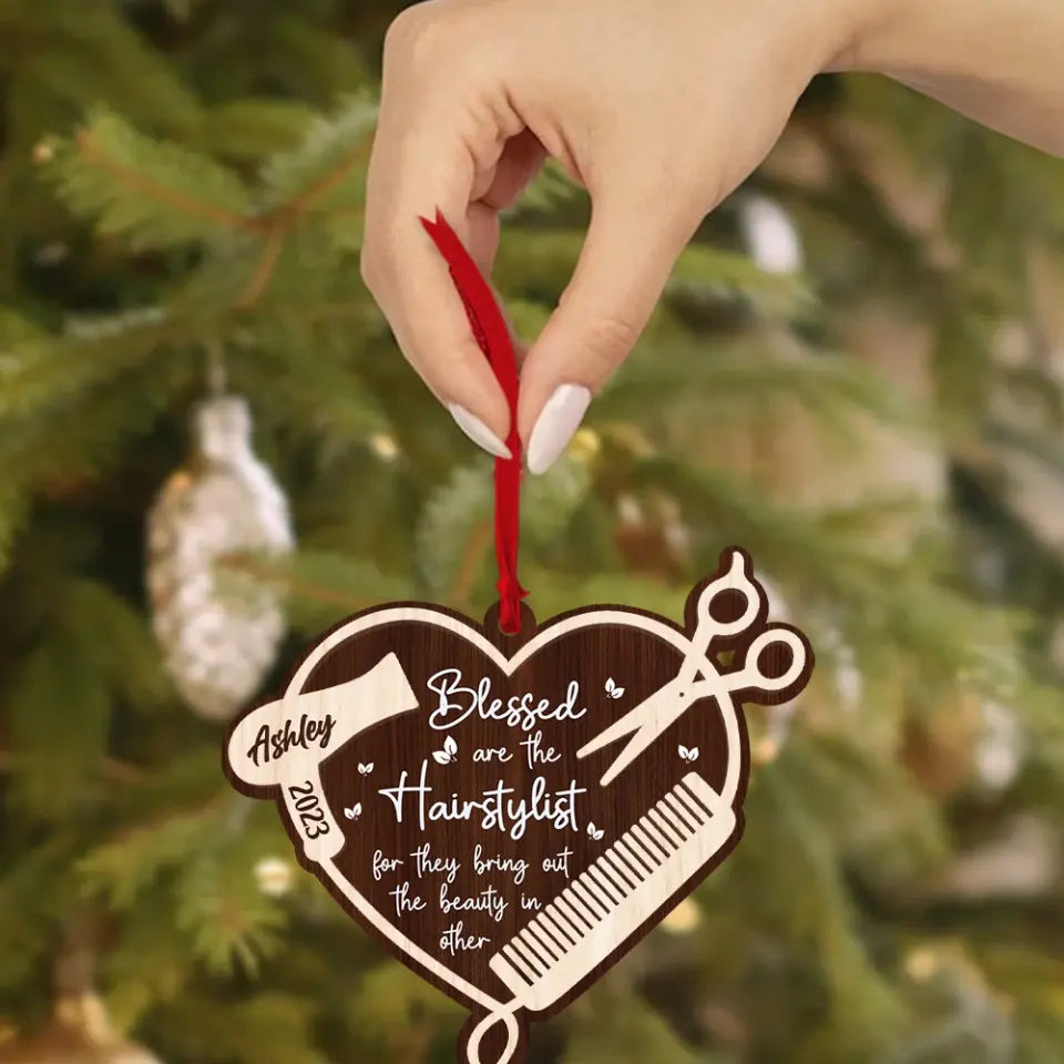 Blessed Are The Hairstylist Personalized Ornament Gift For Hairdresser
