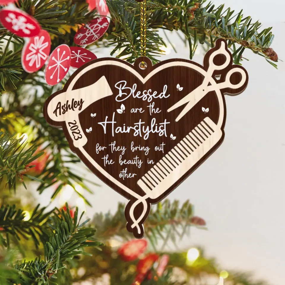 Blessed Are The Hairstylist Personalized Ornament Gift For Hairdresser