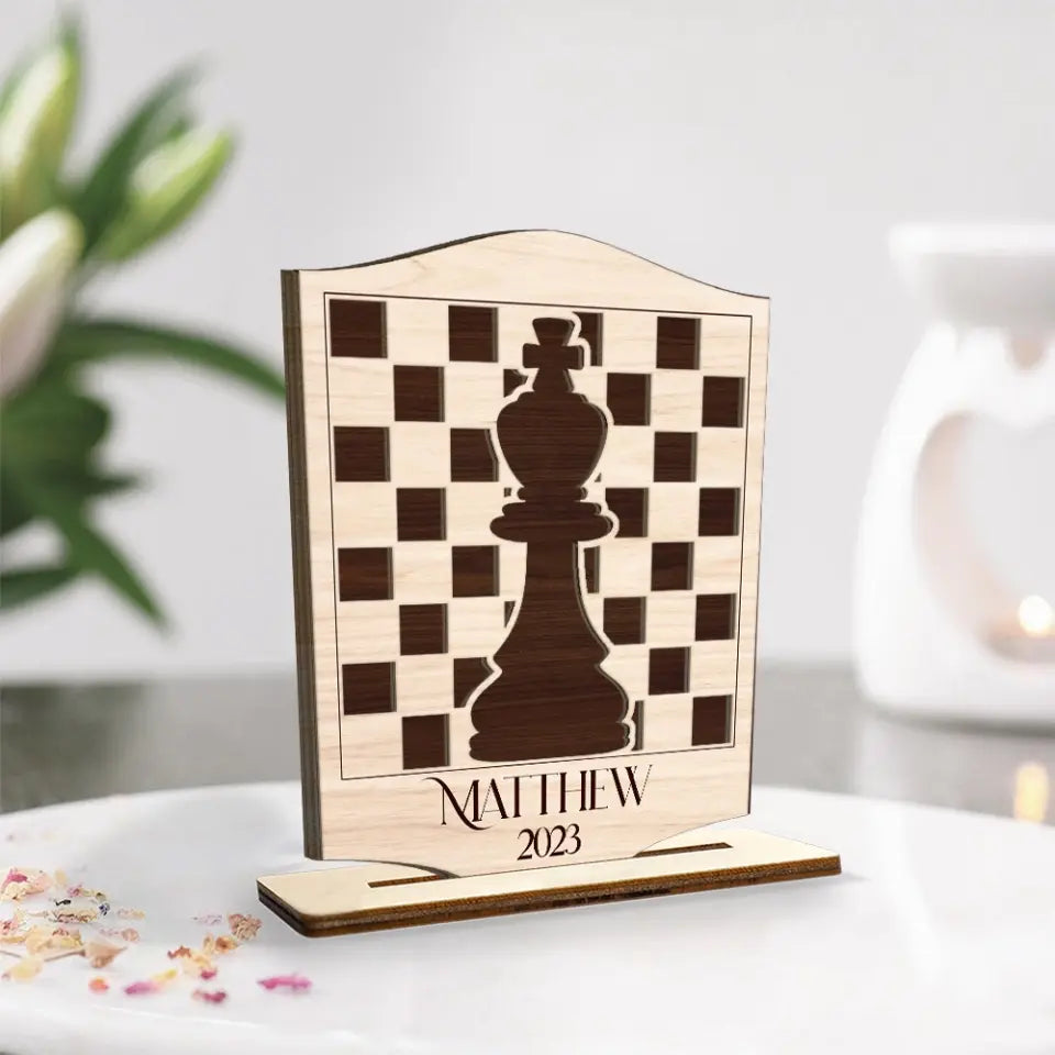 Chess Queen Chess Wooden, Personalized Wooden Plaque, Desk Décor For Chess Lovers | 309IHPLNWP312