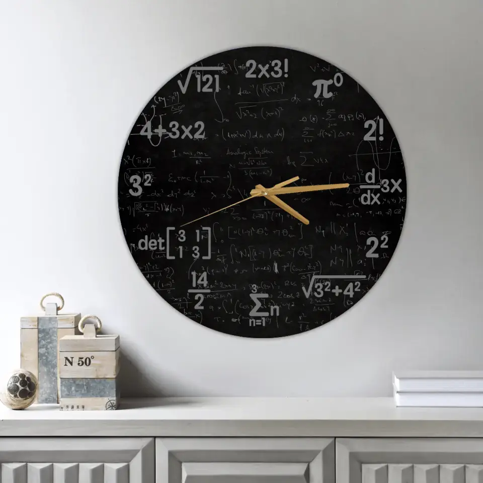 Mathematics, Math Formulas Icons, Wall Clock, Classroom Decor Gift For Teacher Math Lovers | 309IHPBNWC269