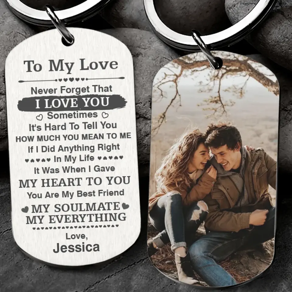 My Soulmate My Everything, Personalized Stainless Steel Keychain, Sweet Gift For Couples