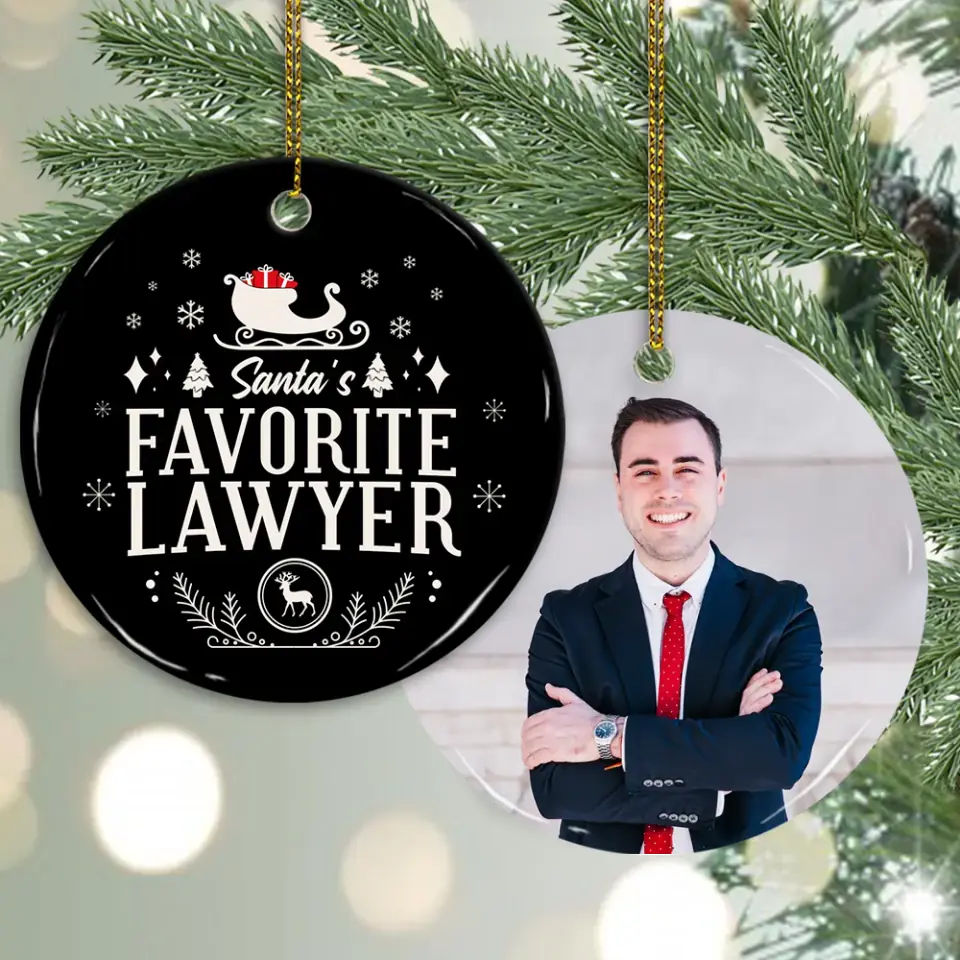Santa's Favorite Lawyer - Personalized Ceramic Ornament