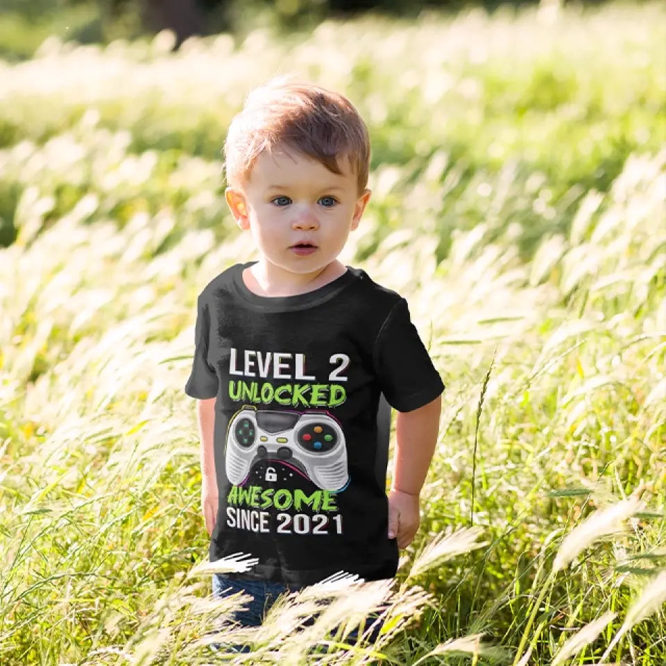 Level Unclocked Awesome Since, Personalized Youth Shirt, Baby Bodysuit, Birthday Gift For Children, Kids | 310IHPNPTS1097