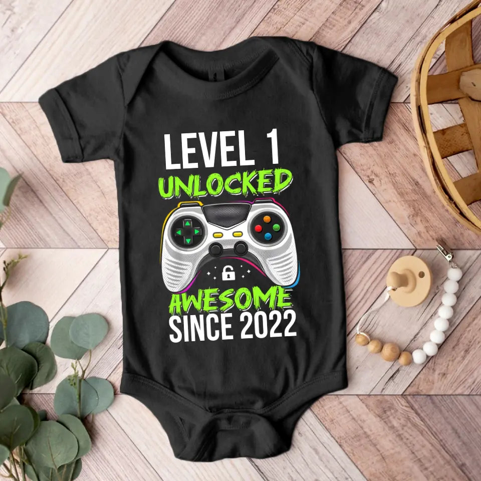 Level Unclocked Awesome Since, Personalized Youth Shirt, Baby Bodysuit, Birthday Gift For Children, Kids | 310IHPNPTS1097
