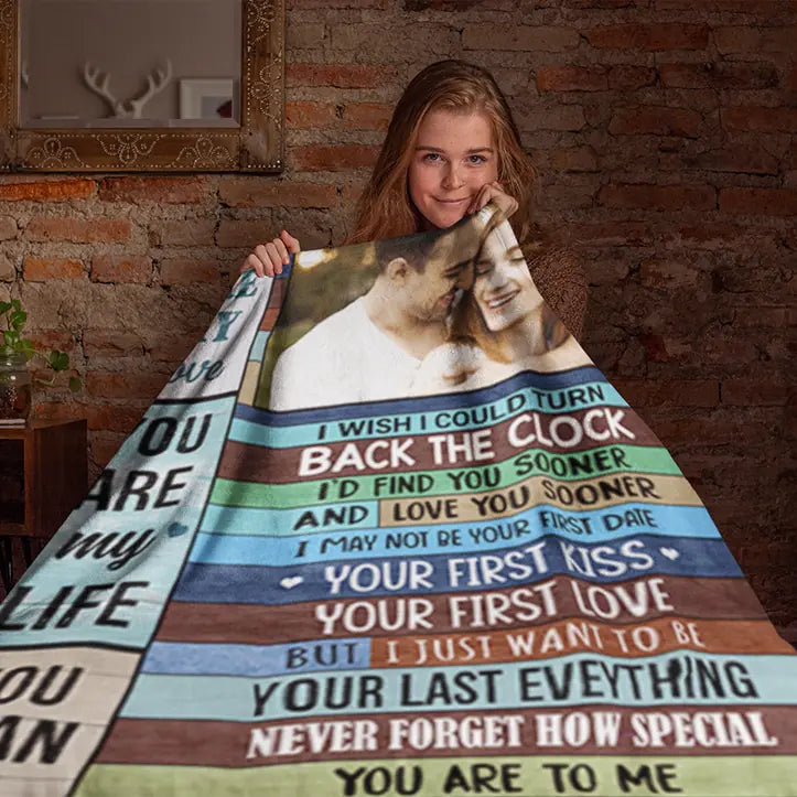 You Are My Love You Are My Life You Mean The World To Me - Upload Photo Blanket - Best Gift For Husband From Wife Gift For Him - Meaningful Valentine's Gift Anniversary - 301IHPNPBL086