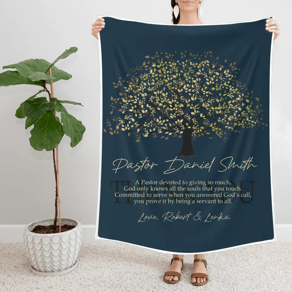 Thank You Pastor - Personalized Name Blanket - Bedding Decor - Pastor Appreciation , Gift For Pastor
