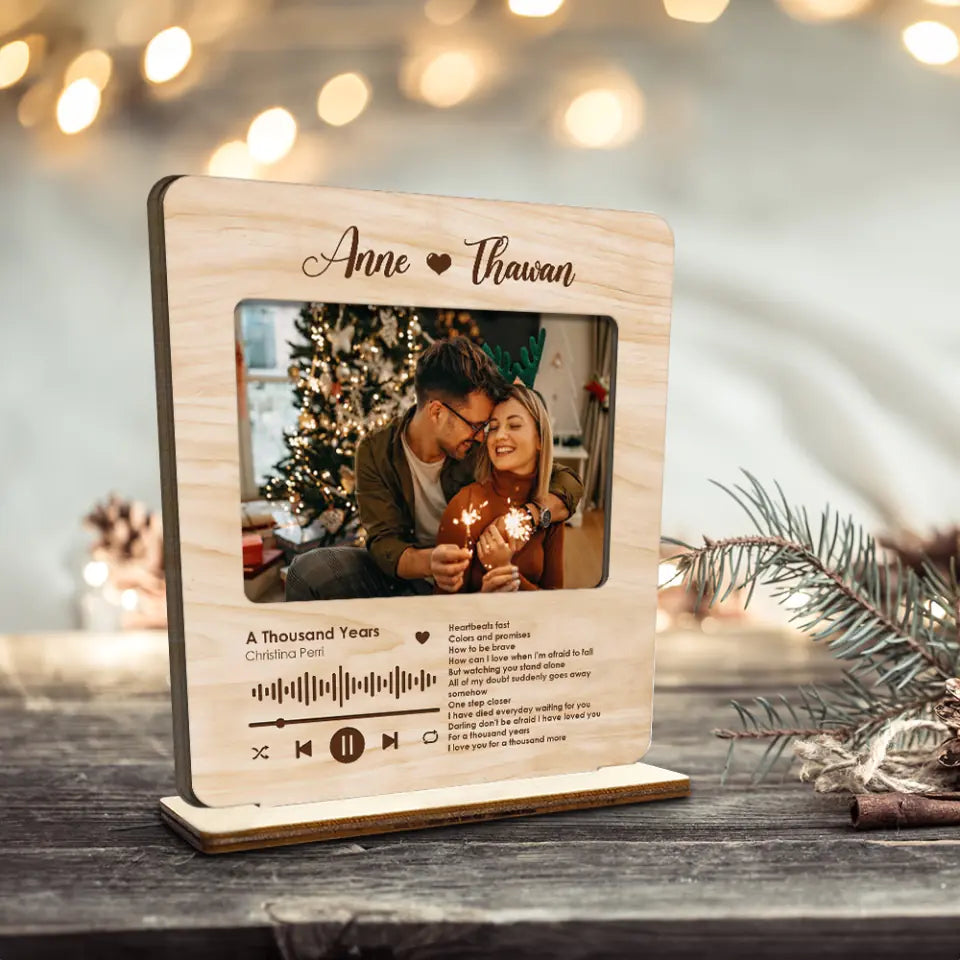 Favorite Song Lyrics And Photo Spotify Theme - Housewarming Gifts - Custom Wooden Plaque - Anniversary Gift For Couples