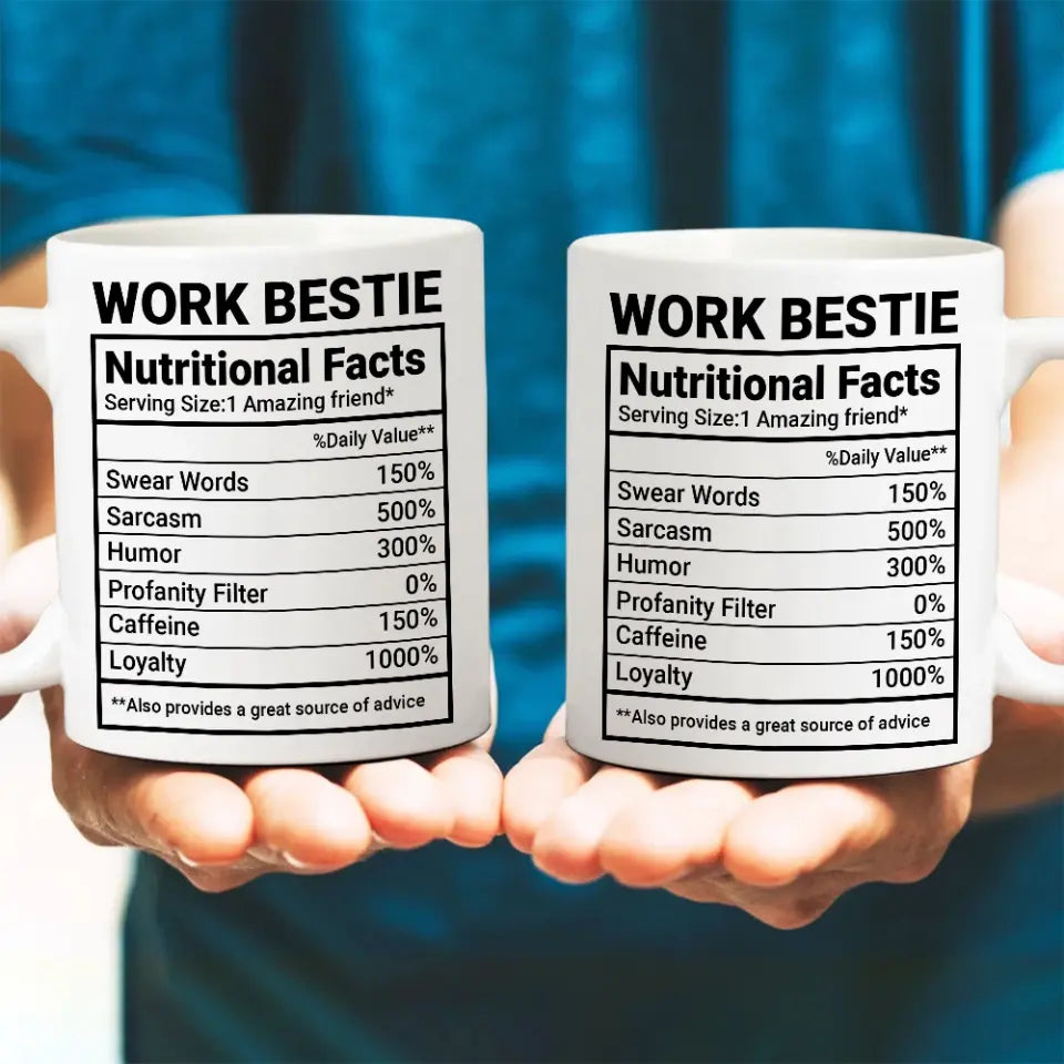 Work Bestie Nutrition Facts Personalized Mug Gift For Coworker Work