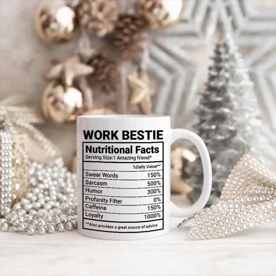 Work Bestie Nutrition Facts Personalized Mug Gift For Coworker Work