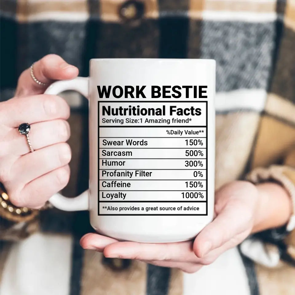 Work Bestie Nutrition Facts Personalized Mug Gift For Coworker Work