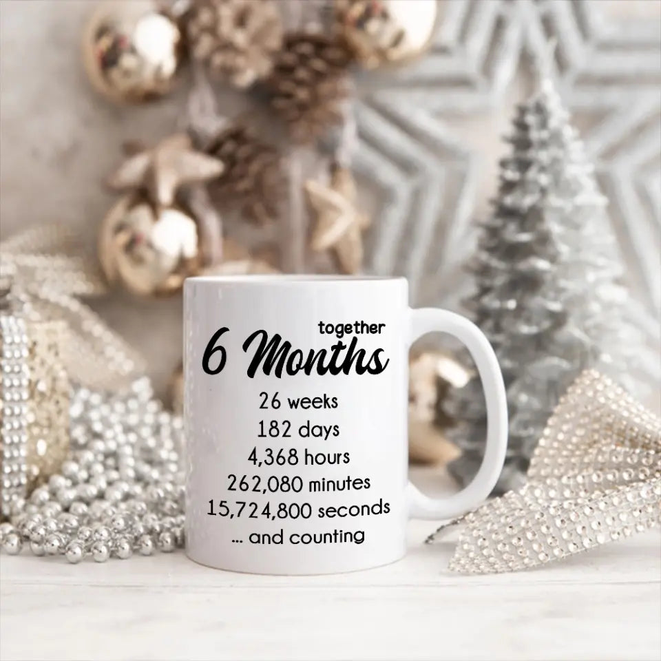 6 Months Together Personalized White Mug