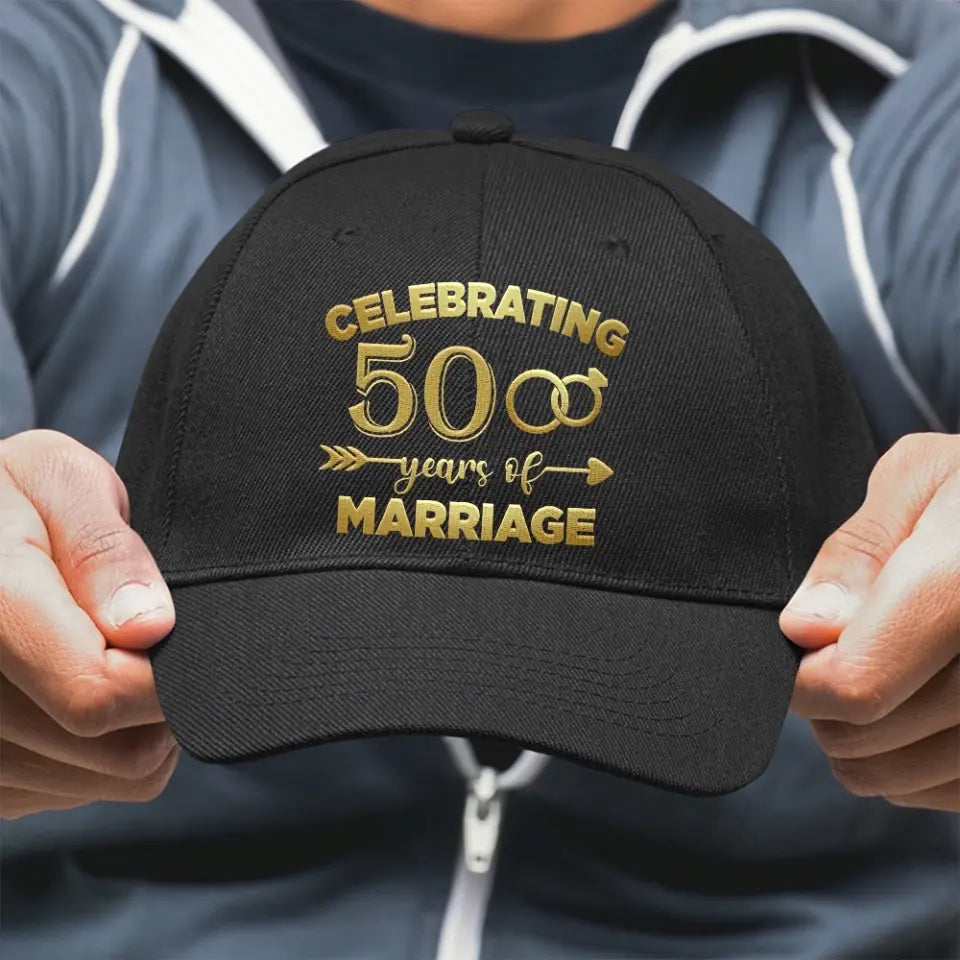 Celebrating Many Years Of Marriage, Personalized Classic Cap, Anniversary Gift for Married Couples