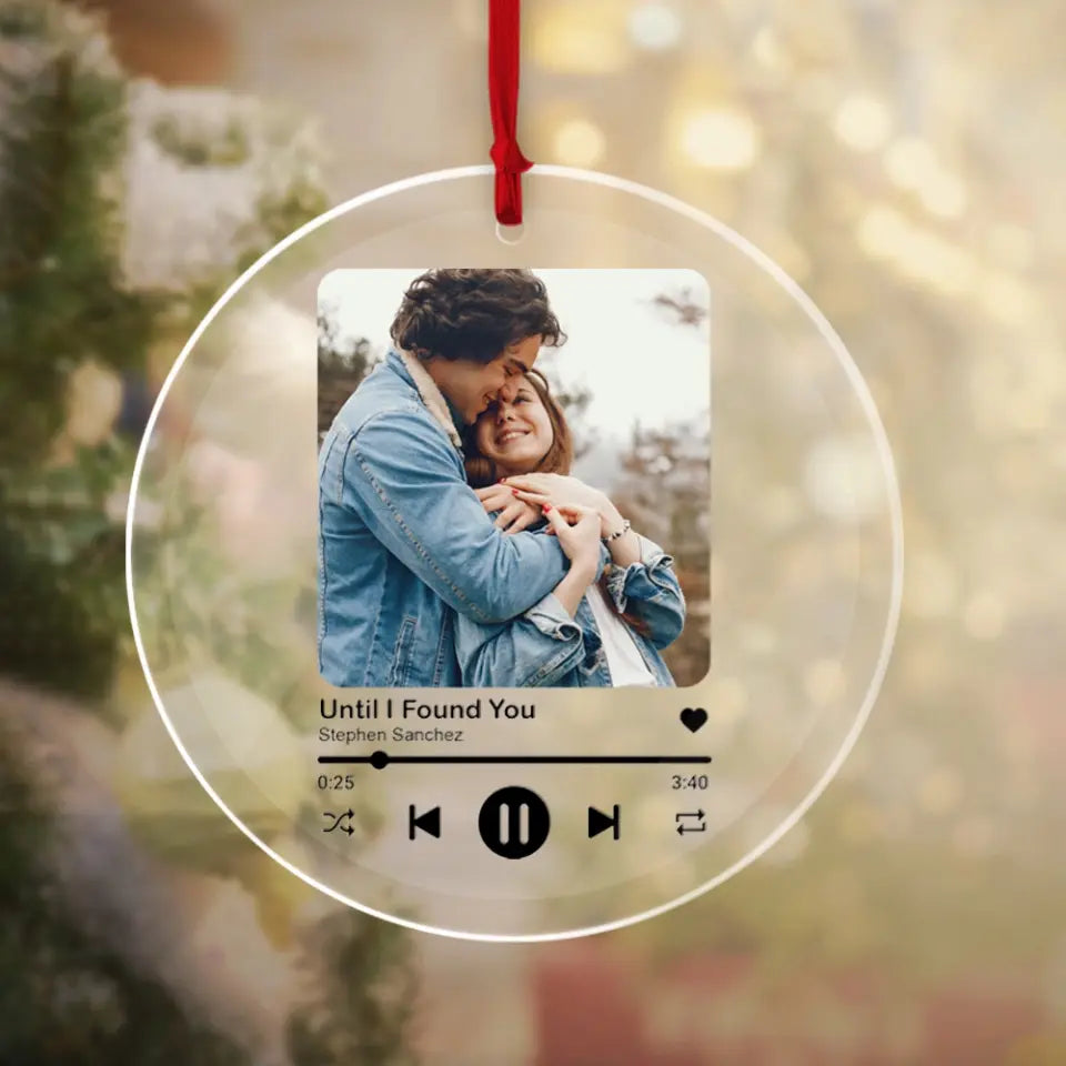 Personalized Valentine Gifts - Custom Song - Transparent Acrylic Car Ornament - Gift For Couple Anniversary