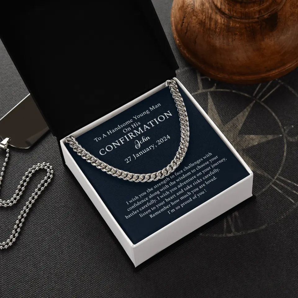 I Wish You The Strength To Face Challenges - Personalized Cuban Link Chain - Confirmation Gift For Him