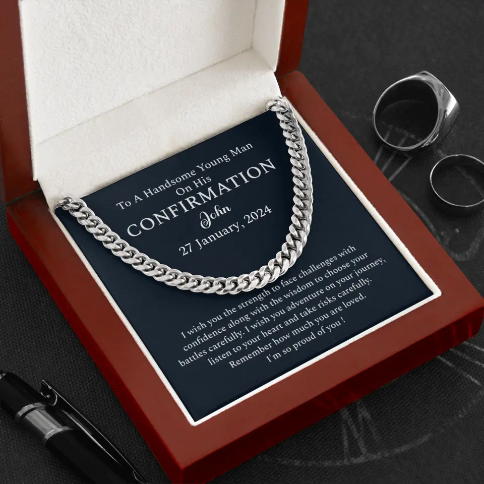 I Wish You The Strength To Face Challenges - Personalized Cuban Link Chain - Confirmation Gift For Him