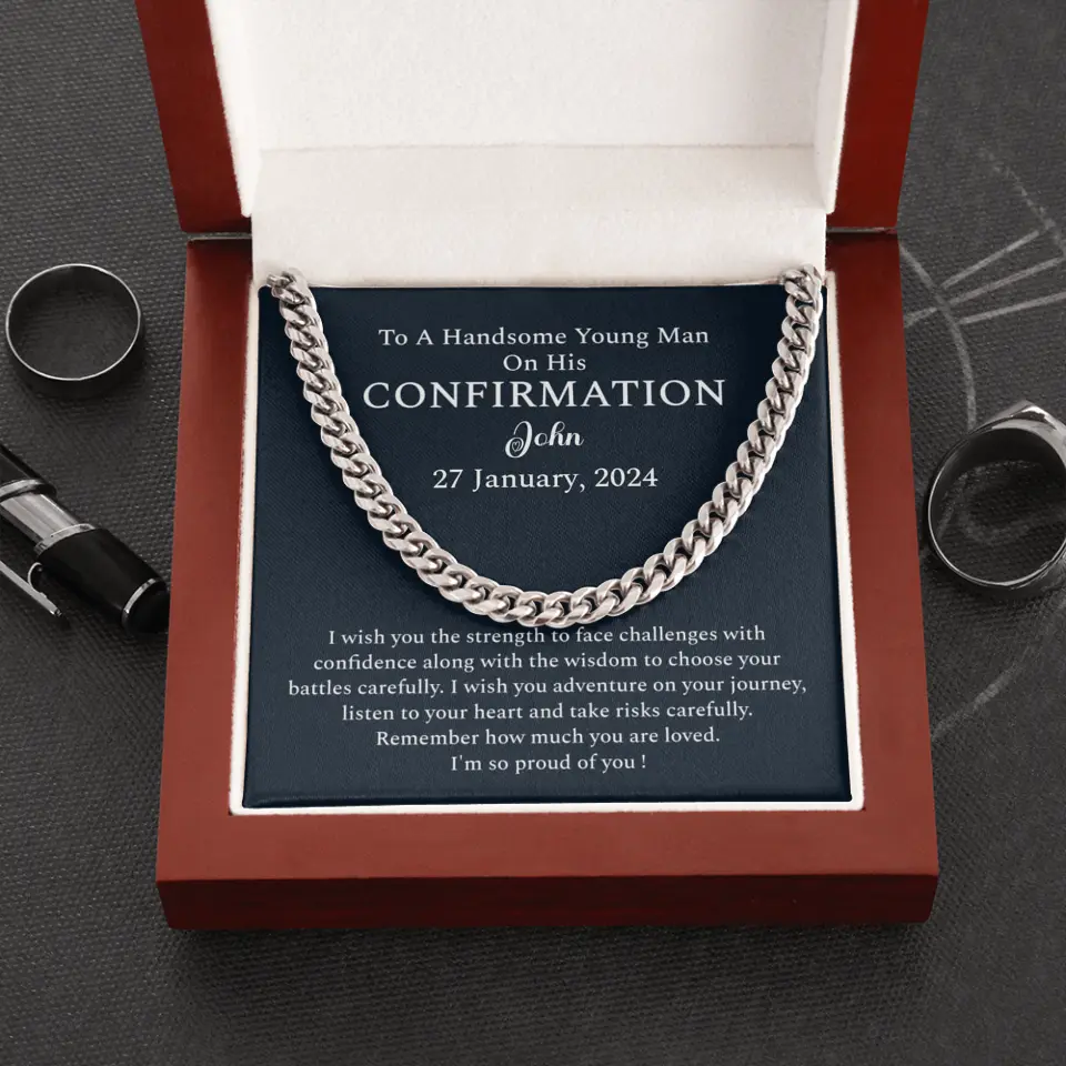 I Wish You The Strength To Face Challenges - Personalized Cuban Link Chain - Confirmation Gift For Him
