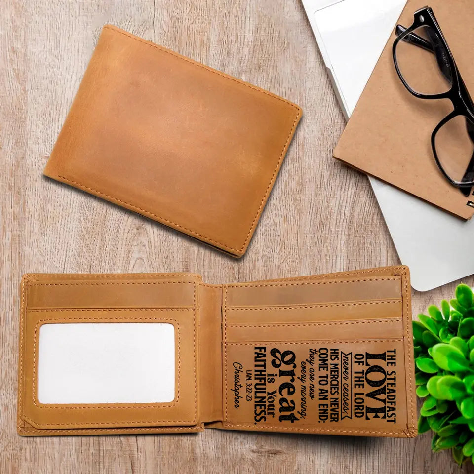 The Steadfast Love Of The Lord Personalized Engraved Leather Wallet Confirmation Gifts