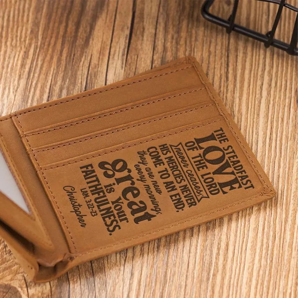 The Steadfast Love Of The Lord Personalized Engraved Leather Wallet Confirmation Gifts
