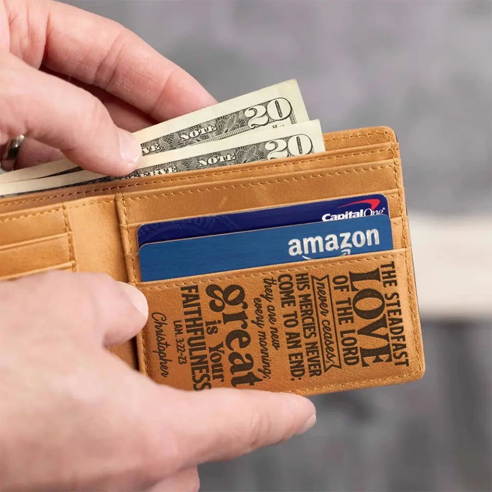 The Steadfast Love Of The Lord Personalized Engraved Leather Wallet Confirmation Gifts