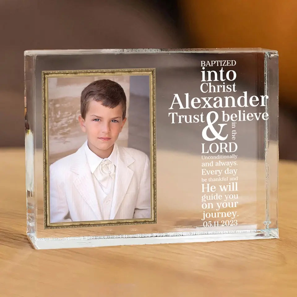 Trust & Believe In The Lord - Personalized Acrylic Plaque - Confirmation Gift, Baptism Gift