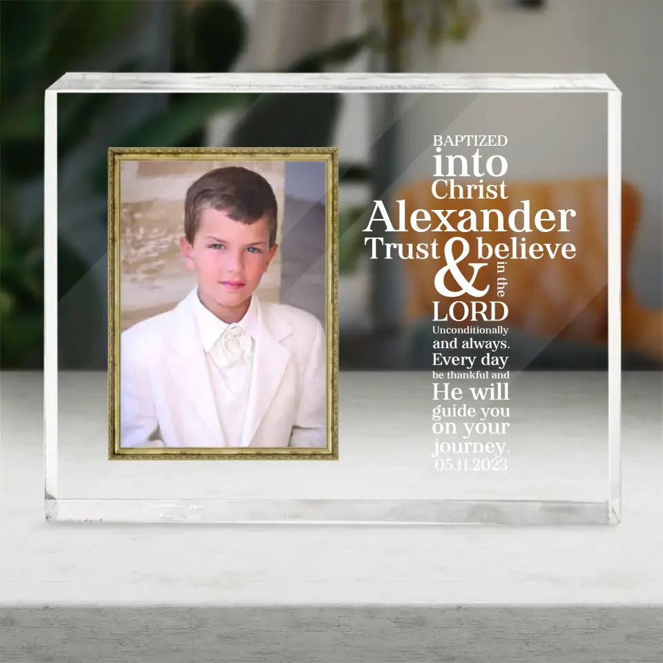 Trust & Believe In The Lord - Personalized Acrylic Plaque - Confirmation Gift, Baptism Gift