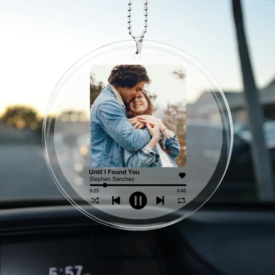 Personalized Valentine Gifts - Custom Song - Transparent Acrylic Car Ornament - Gift For Couple Anniversary