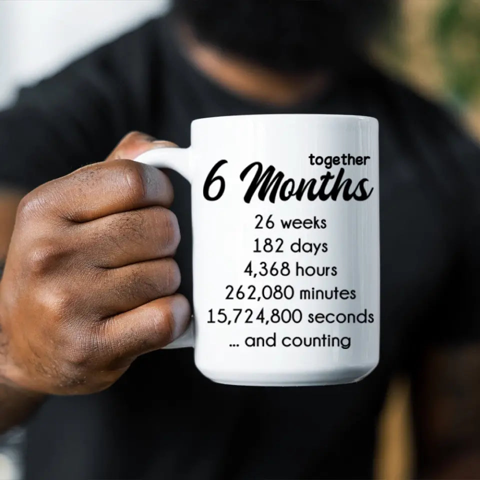 6 Months Together Personalized White Mug