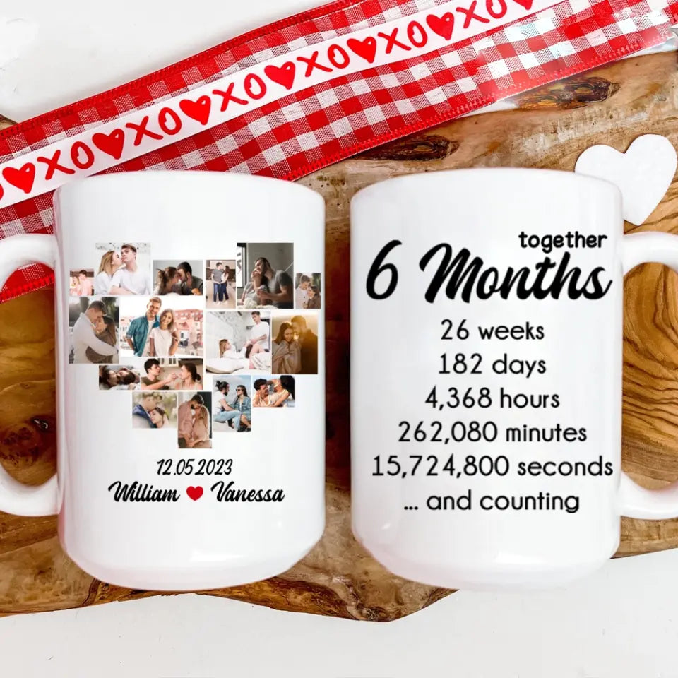 6 Months Together Personalized White Mug