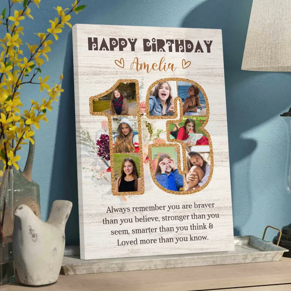 Happy 13th Birthday, Canvas Poster, Gift For Girls, Birthday Gift For Daughter, Niece, Her | 309IHPBNCA172