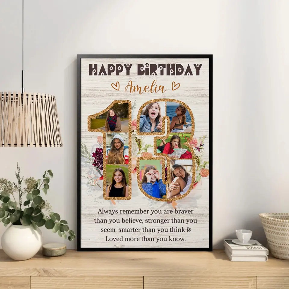 Happy 13th Birthday, Canvas Poster, Gift For Girls, Birthday Gift For Daughter, Niece, Her | 309IHPBNCA172