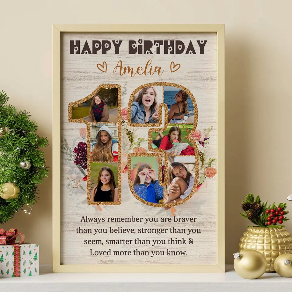 Happy 13th Birthday, Canvas Poster, Gift For Girls, Birthday Gift For Daughter, Niece, Her | 309IHPBNCA172