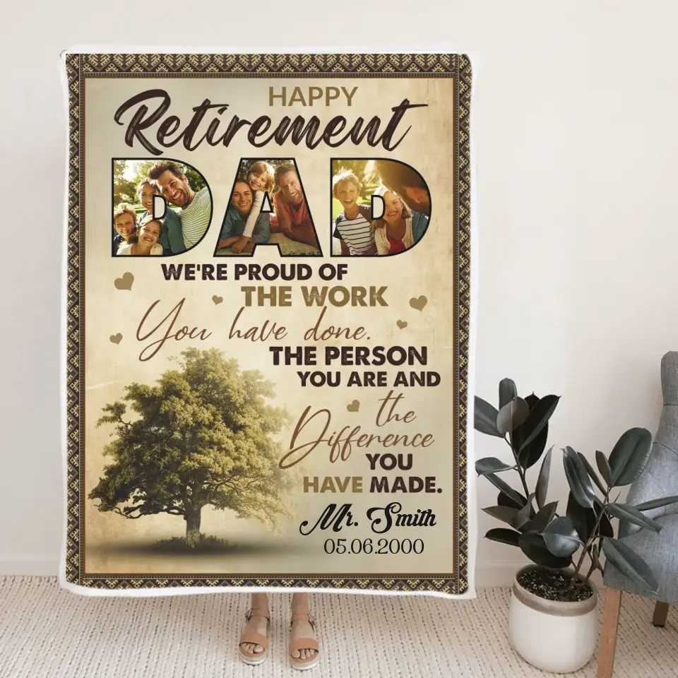 Happy Retirement Dad Custom Blankets Retirement Gifts For Dad