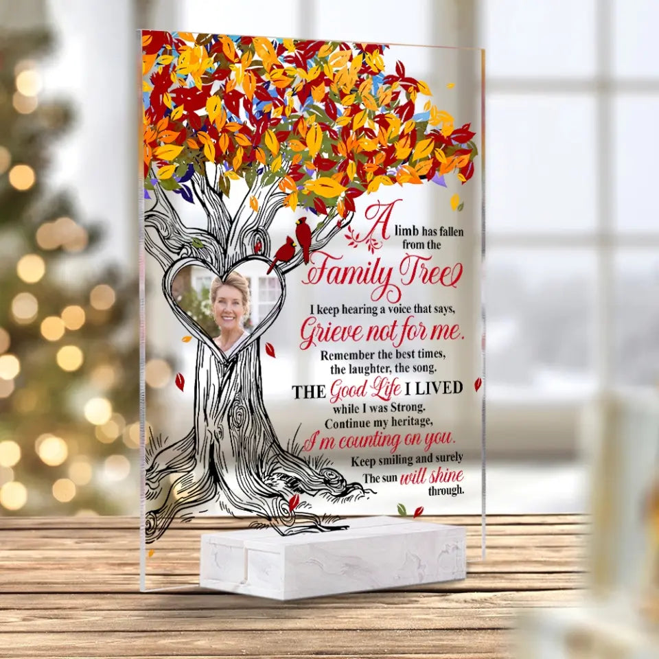 A Limb Has Fallen From The Family Tree - Acrylic Plaque - Custom Photo Plaque - Sympathy Gifts for Lost of Loved Ones
