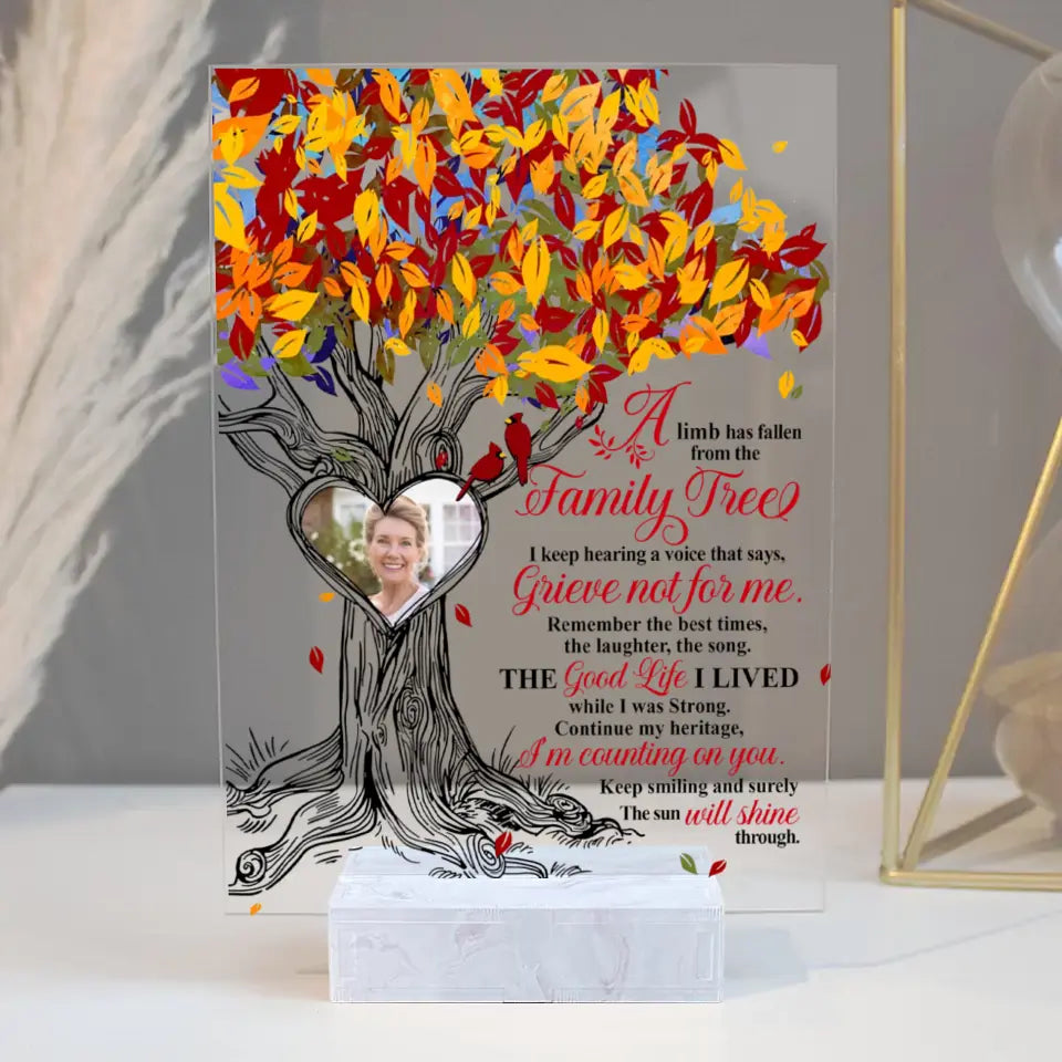 A Limb Has Fallen From The Family Tree - Acrylic Plaque - Custom Photo Plaque - Sympathy Gifts for Lost of Loved Ones