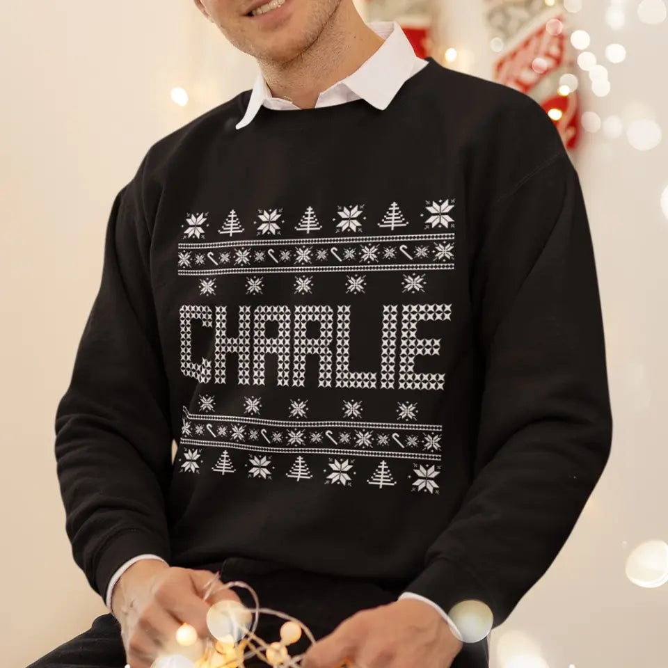 Ugly Sweater With Personalized Name, Christmas Ugly Sweater, Standard Sweatshirt, Christmas Gift |
311IHPBNTS1157