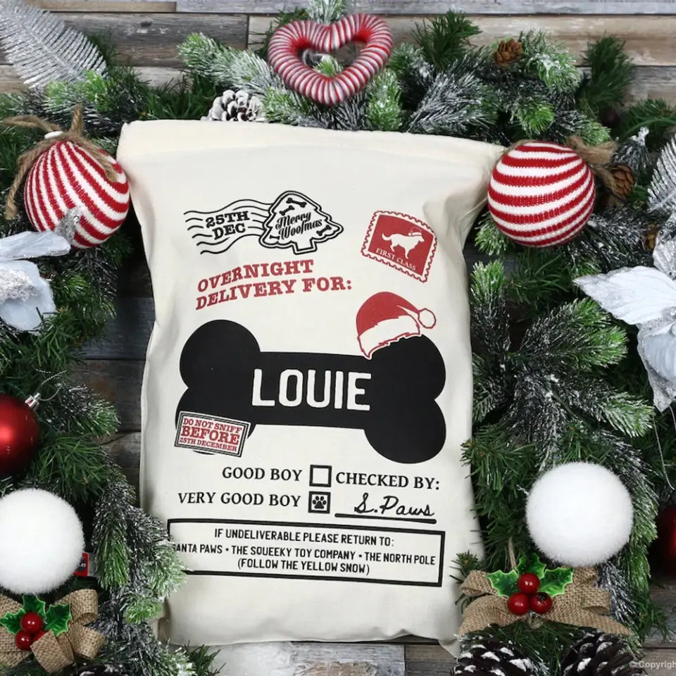 Pet Dog Santa - Personalized Sack Stocking