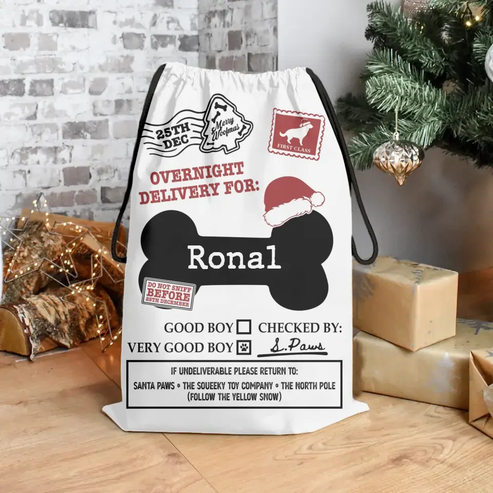 Pet Dog Santa - Personalized Sack Stocking