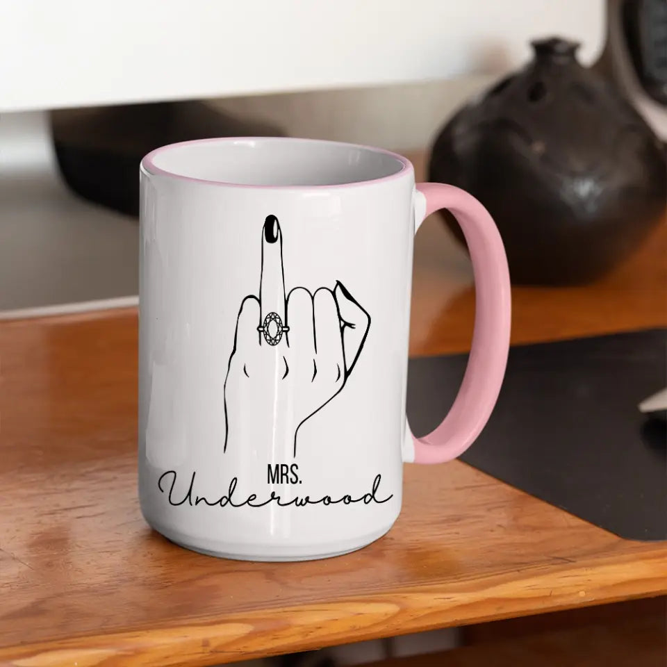 Future Mrs Custom Engagement Ring - Personalized White Mug - Gift For Fiancee Or Bride