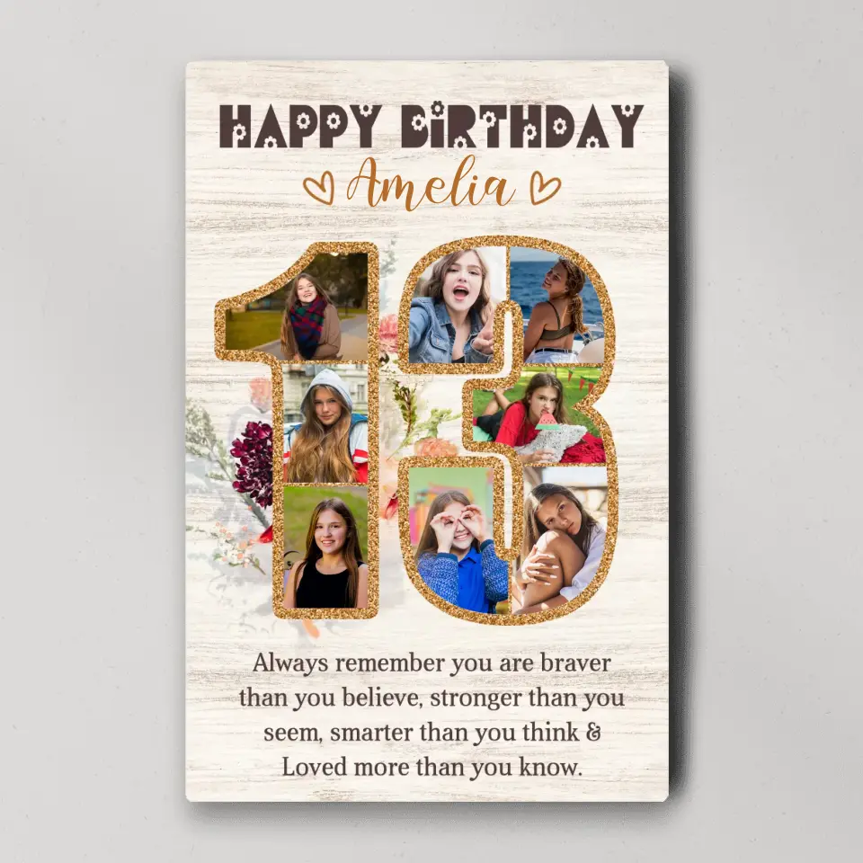 Happy 13th Birthday, Canvas Poster, Gift For Girls, Birthday Gift For Daughter, Niece, Her | 309IHPBNCA172