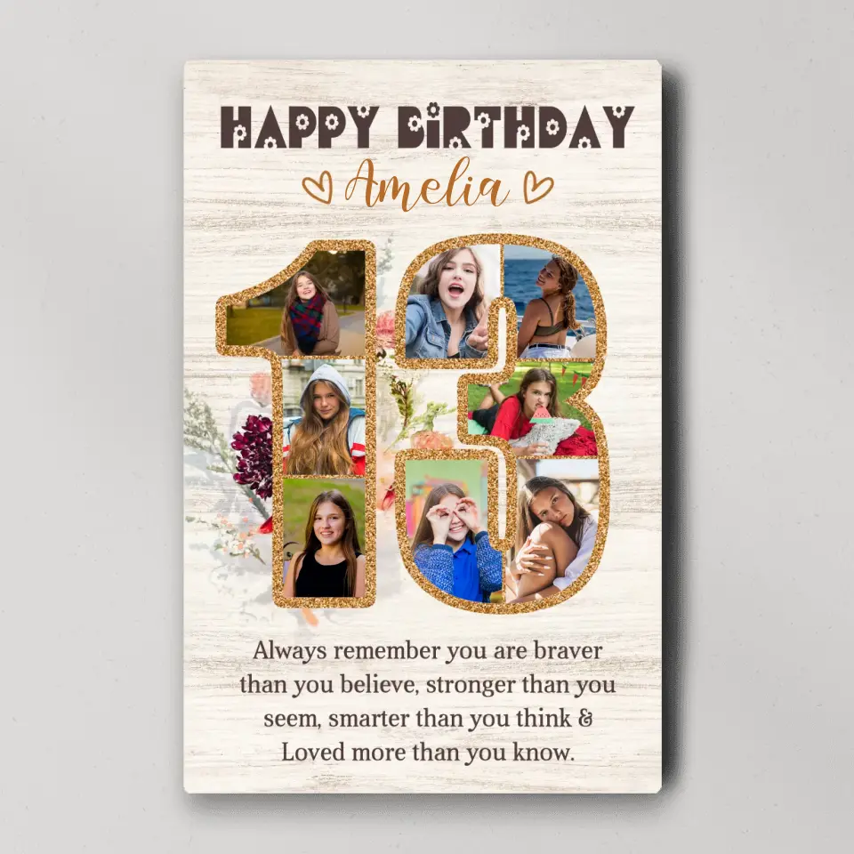 Happy 13th Birthday, Canvas Poster, Gift For Girls, Birthday Gift For Daughter, Niece, Her | 309IHPBNCA172