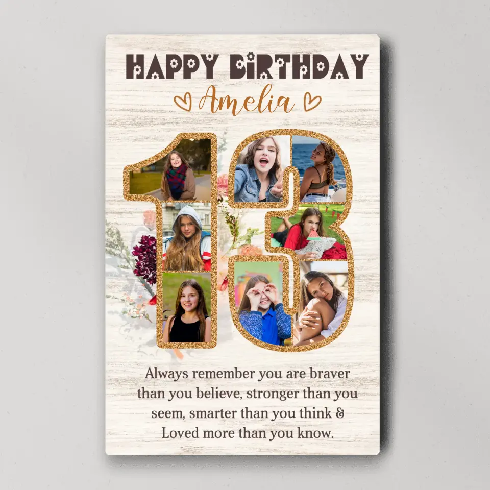 Happy 13th Birthday, Canvas Poster, Gift For Girls, Birthday Gift For Daughter, Niece, Her | 309IHPBNCA172